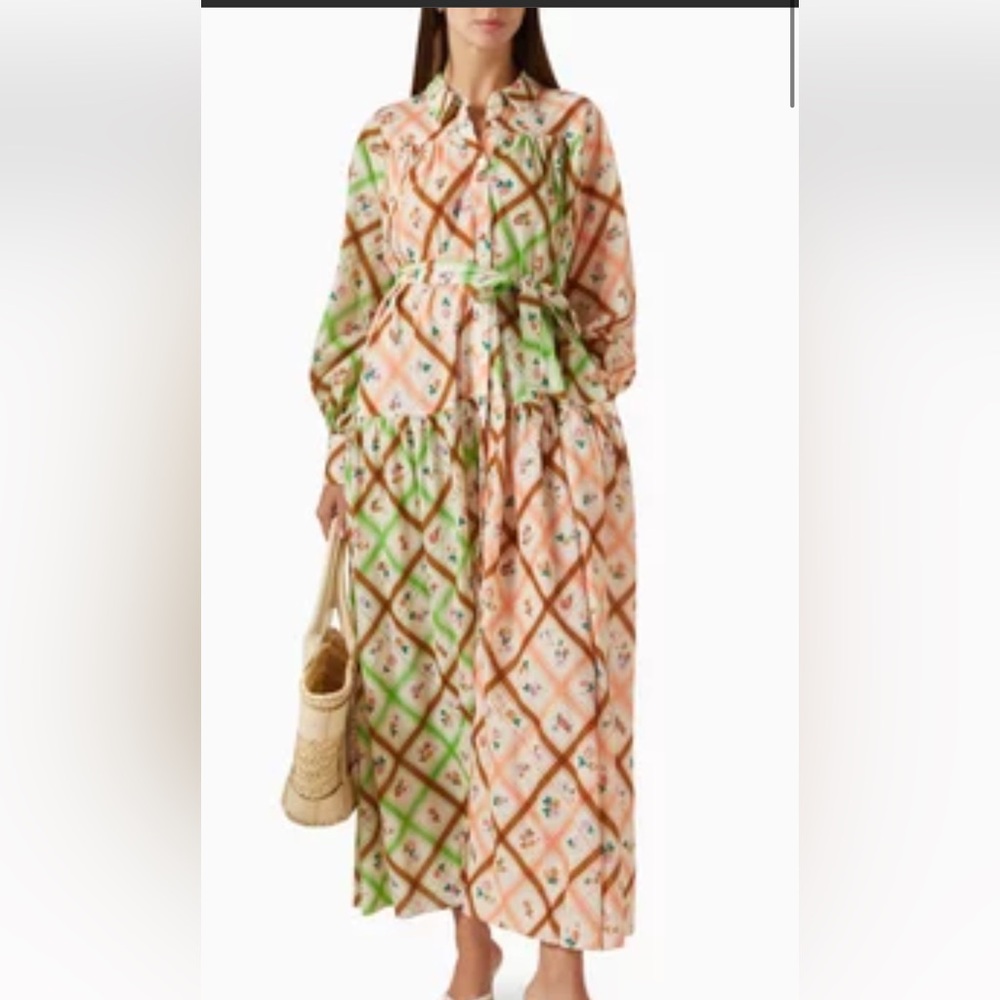 NWT Bohemian Traders Tartan Billow Sleeve Maxi Dress